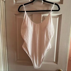 NWT Aerie One Piece Swimsuit White stretchy elasticized design size XL